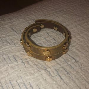 Tory Burch double-wrap logo leather bracelet